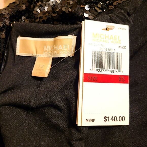 NWT Michael Kors Black Sequin Short Sleeve T-Shirt Style Top sz.XS MSRP $140 - Picture 9 of 9